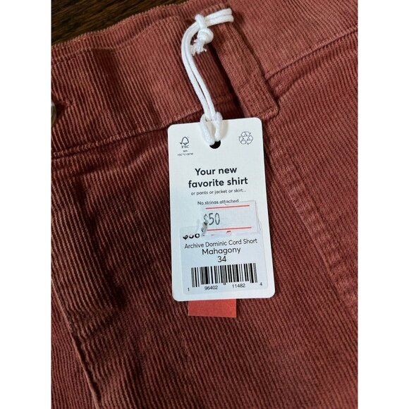 NWT Men's Marine Layer Archive Dominic Cord Shorts Sz 34 Mahogany Red $88 - Picture 3 of 8